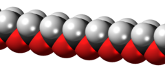 Space-filling model of a polyoxymethylene chain