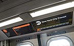 The digital display system of the R211, simulating an Avenue X-bound F train