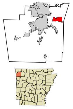 Location of Goshen in Washington County, Arkansas.