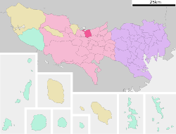 Location of Higashiyamato in Tokyo Prefecture