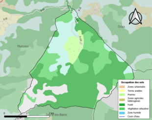 Carte en couleurs présentant l'occupation des sols.