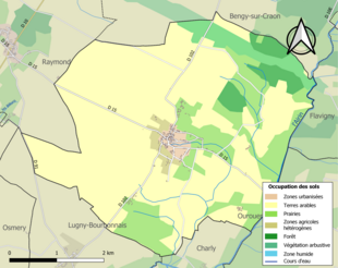 Carte en couleurs présentant l'occupation des sols.