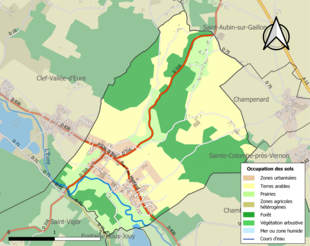 Carte en couleurs présentant l'occupation des sols.