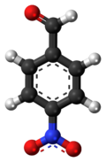 Ball-and-stick model of the 4-nitrobenzaldehyde molecule