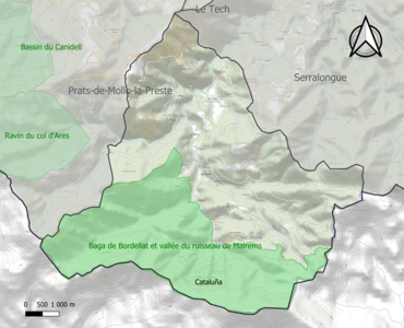 Carte de la ZNIEFF de type 1 sur la commune.