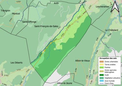 Carte en couleurs présentant l'occupation des sols.