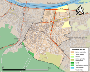 Carte en couleurs présentant l'occupation des sols.