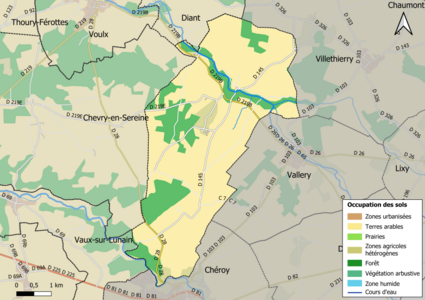 Carte des infrastructures et de l'occupation des sols en 2018 (CLC) de la commune.