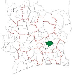 Location in Ivory Coast. Bocanda Department has had these boundaries since 2012.