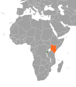 Map indicating locations of Burundi and Kenya