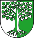 Party per pale argent and vert, a tree eradicated counterchanged. Arms of Behnsdorf.