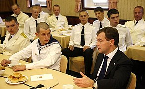 Dmitry Medvedev meeting with sailors in 2009.