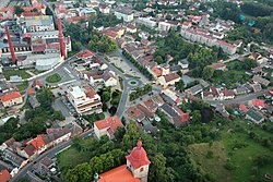 Aerial view of the town centre