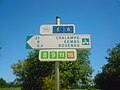 Signage for EuroVelo 6 in France, near the tripoint of France, Switzerland and Germany