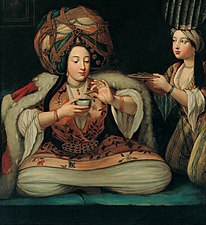 Enjoying Coffee. Painting by an unknown artist of the French school.