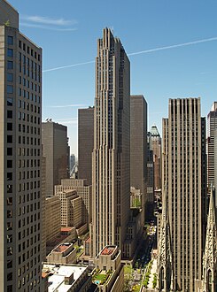 30 Rockefeller Plaza, now the Comcast Building, in New York City by Raymond Hood (1933)