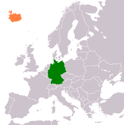 Map indicating locations of Germany and Iceland