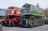 Red and Green RT buses which ran for London Transport's Central and Country Bus departments respectively.
