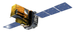 Taiteilijan näkemys INTEGRAL -tiedesatelliitista.