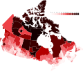 Image 34A map of Canada showing the percent of self-reported indigenous identity (First Nations, Inuit, Métis) by census division, according to the 2021 Canadian census (from Canada)