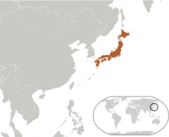 Location of Japan on the world map