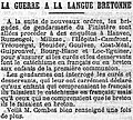 La lutte contre l'emploi de la langue bretonne par le clergé (journal La Croix du 25 novembre 1903).