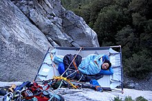 Lying on a portaledge