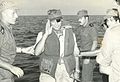 שר הביטחון משה דיין מצטרף בלב ים לאח"י רשף בהפלגתה הראשונה, אפריל 1973.