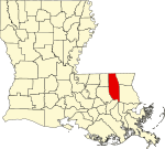 State map highlighting Tangipahoa Parish