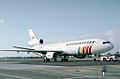 A Scandinavian Airlines plane at Los Angeles International Airport.