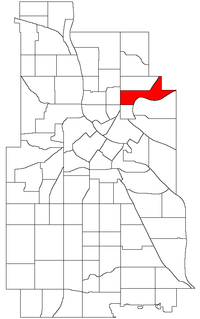 Location of Northeast Park within the U.S. city of Minneapolis