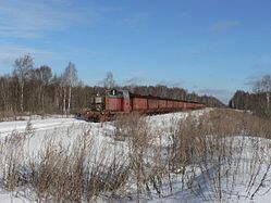 Diesellok der SŽD-Baureihe ТУ7А - № 3333 mit Güterzug