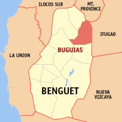 Map of Benguet with Buguias highlighted