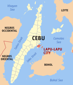 Map of Central Visayas with Lapu-Lapu City highlighted