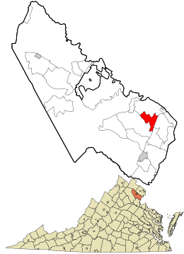 Location in Prince William County and the state of Virginia.