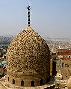 Carved stone dome of the Funerary complex of Sultan Qaytbay (completed in 1474) in the Northern Cemetery of Cairo