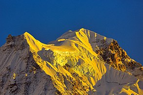 Alba sulla montagna, dal percorso verso Goecha La, Sikkim, India