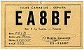 Carte QSL de EA8BF, Iles Canaries, Espagne (1951).