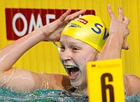 Weltrekordlerin Sarah Sjöström (SWE) schwimmt im Finale auf Platz 4