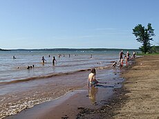 The man-made beach at Tall Chief Cove.