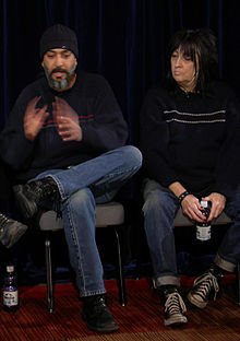 Thayil (left) with Kim Warnick of The Fastbacks, 2007