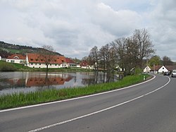 A pond in the centre of Vrhaveč