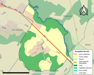 Carte en couleurs présentant l'occupation des sols.