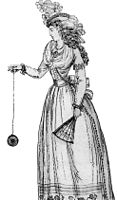 A 1791 illustration of a woman playing with an early version of the yo-yo, then known as a "bandalore"