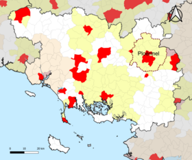 Localisation de l'aire d'attraction de Ploërmel dans le département du Morbihan.