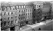 Buildings around the Central Station with roofs damaged from falling debris