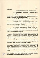 Décima página do Ato Institucional 2, onde é possível ler o Artigo 18, que institui a extinção dos partidos políticos.