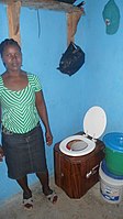 Example of a urine-diverting dry toilet in a cholera-affected area in Haiti. This type of toilet stops transmission of disease via the fecal-oral route due to water pollution.