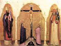 Jacobello Alberegno, Crucifixion with St. Gregory and St. Jerome (1375-97)
