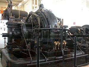 An Alexanderson alternator, a huge rotating machine used as a radio transmitter at very low frequency from about 1910 until World War 2